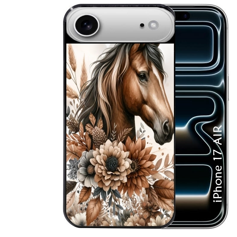 Coque noire taperso pour Iphone 17 17E AIR MAX PRO avec motif cheval automne protection antichoc personnalisée