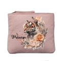 Porte monnaie personnalisé motif tigre pastel rose clair en feutrine en feutrine