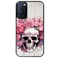 Coque noire taperso pour OPPO Reno 8 LITE avec motif tete de mort floral protection antichoc personnalisée
