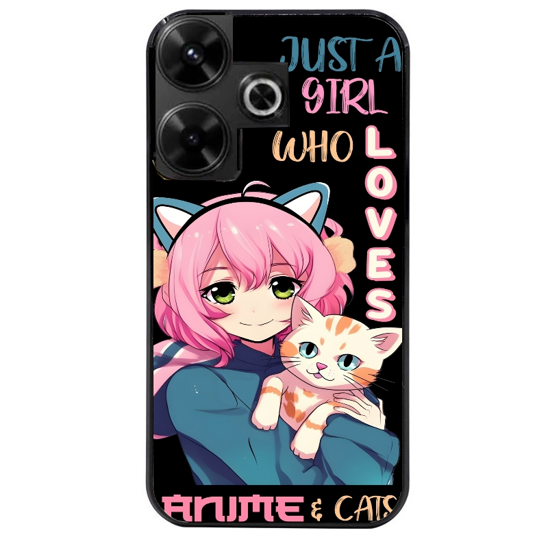 Coque noire taperso pour POCO M6 4G avec motif anime et chat protection antichoc personnalisée
