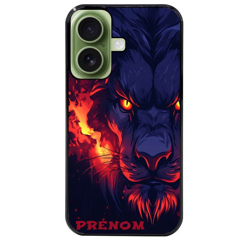 Coque noire taperso pour Iphone 17 17E AIR MAX PRO avec motif lion anime protection antichoc personnalisée