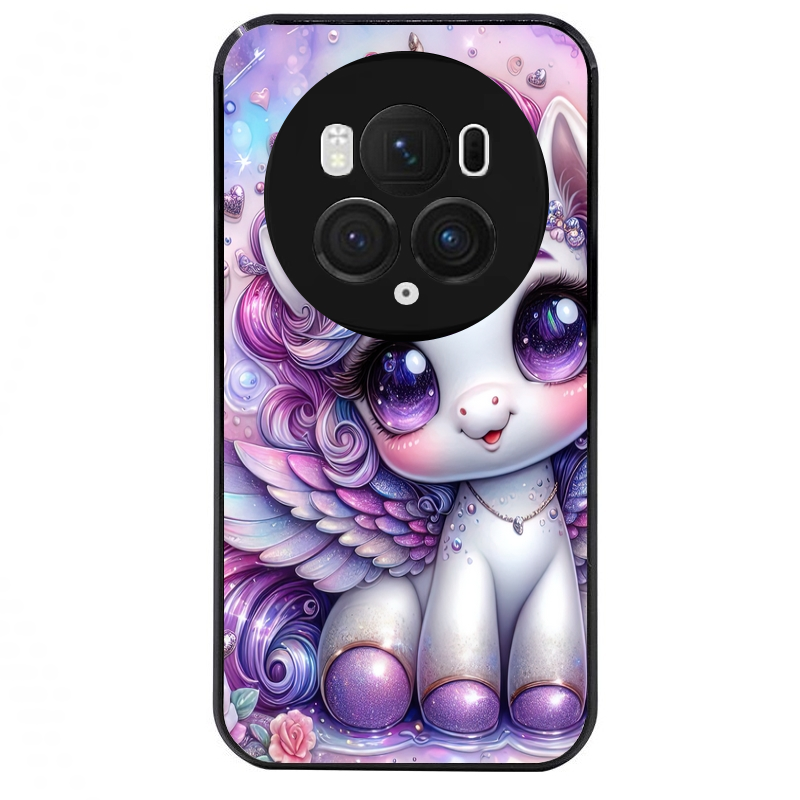 Coque noire taperso pour Magic 5 6 LITE et PRO avec motif licorne violette protection antichoc personnalisée