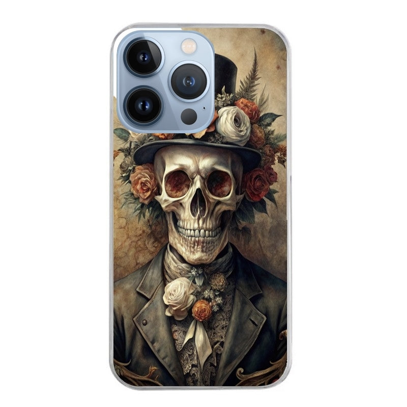 Coque taperso pour Iphone 12 et PRO MINI PRO MAX avec motif tete de mort chapeau protection antichoc personnalisée