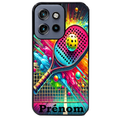 Coque noire taperso pour Moto Edge 60 et Neo Fusion Pro avec motif padel raquette personnalisee protection antichoc personnalisée