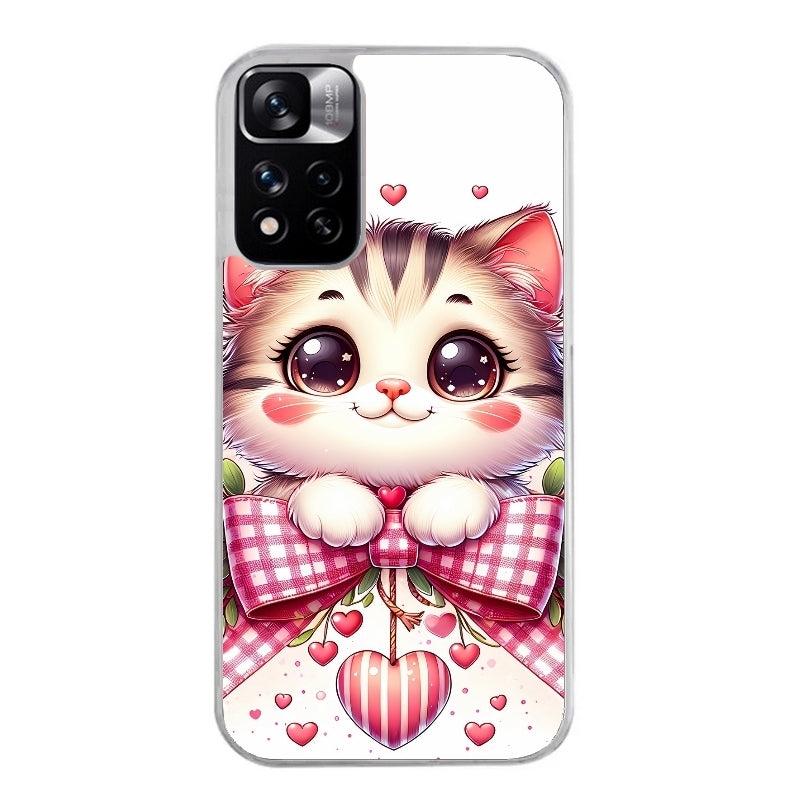 Coque taperso pour Redmi Note 12 4G 5G PRO 4G avec motif chat noeud et coeur protection antichoc personnalisée