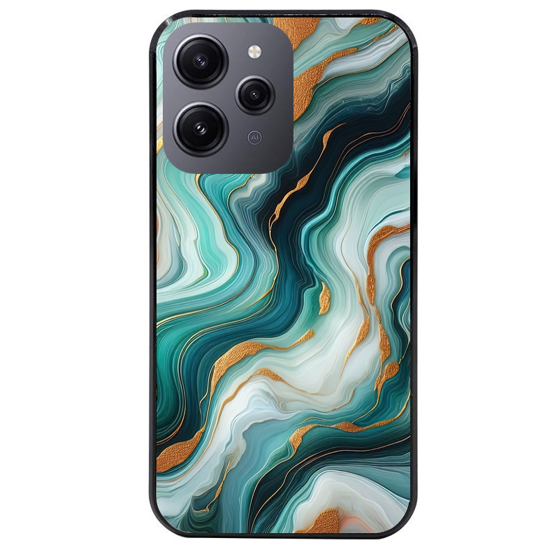 Coque noire taperso pour Redmi 12 4G et 5G avec motif marbre vert protection antichoc personnalisée
