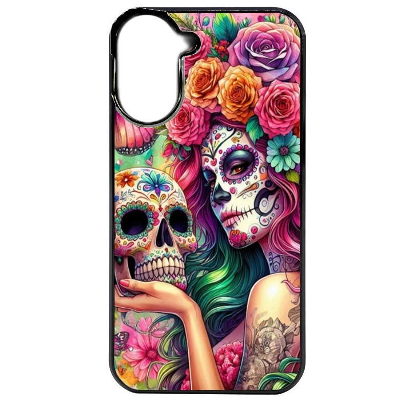 Coque noire taperso pour POCO C71 4G avec motif tete de mort calavera skull protection antichoc personnalisée