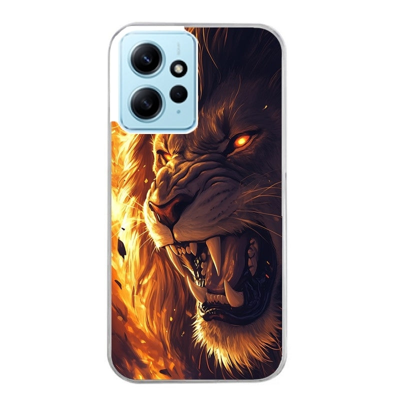Coque taperso pour Redmi Note 12 4G 5G PRO 4G avec motif lion flamme protection antichoc personnalisée