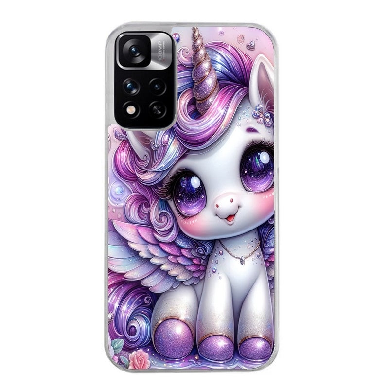 Coque taperso pour Redmi Note 11 4G PRO 5G 11S avec motif licorne violette protection antichoc personnalisée