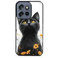 Coque noire taperso pour Moto Edge 60 et Neo Fusion Pro avec motif chat eyes protection antichoc personnalisée