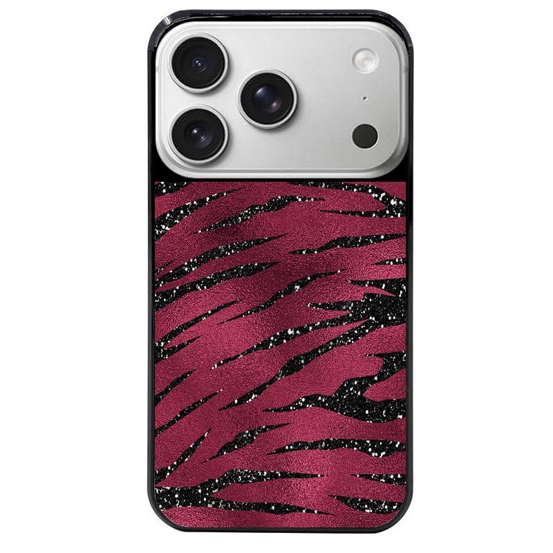 Coque noire taperso pour Iphone 17 17E AIR MAX PRO avec motif zebre grenat protection antichoc personnalisée