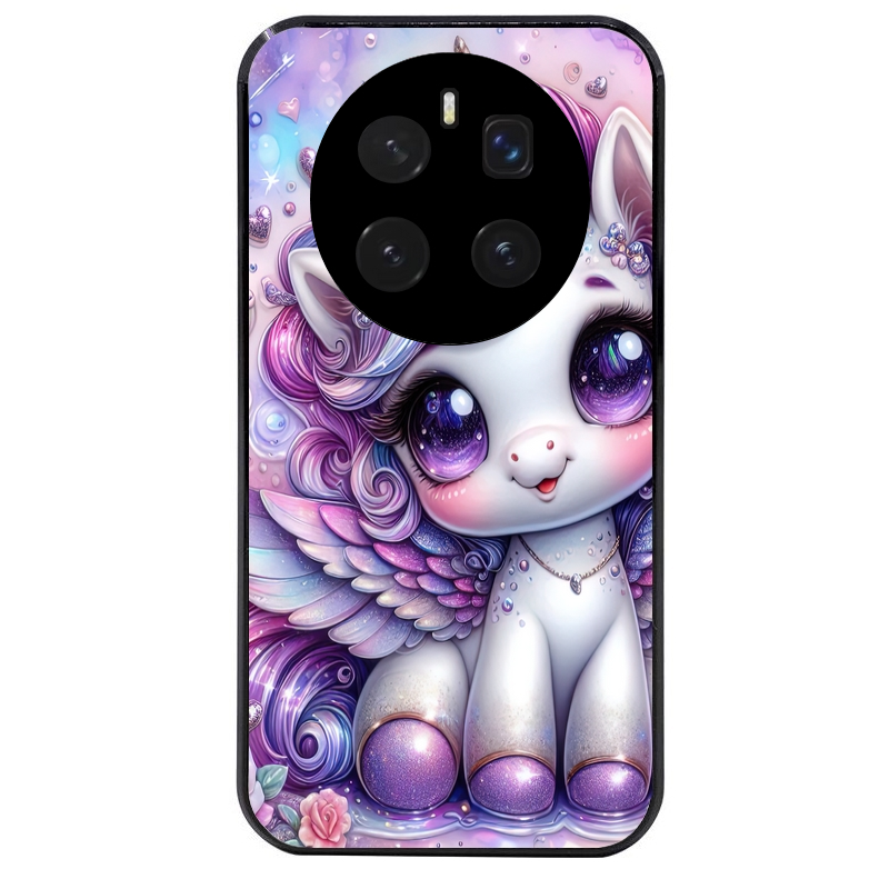 Coque noire taperso pour Magic 7 LITE et PRO avec motif licorne violette protection antichoc personnalisée