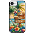 Coque noire taperso pour Iphone 16 16E PLUS MAX PRO avec motif tropical vacances protection antichoc personnalisée
