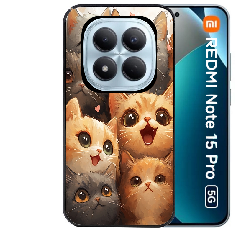 Coque noire taperso pour Redmi Note 15 et PRO PLUS 4G 5G avec motif chat smile protection antichoc personnalisée