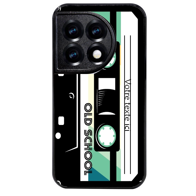 Coque noire taperso pour OnePlus 11 et 12 personnalisable avec motif cassette vintage protection antichoc personnalisée