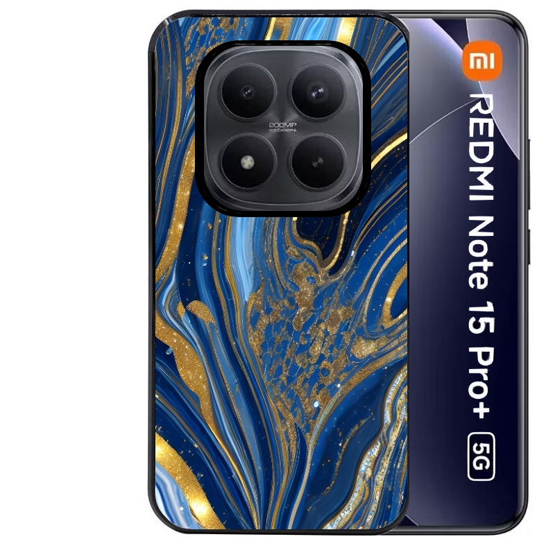 Coque noire taperso pour Redmi Note 15 et PRO PLUS 4G 5G avec motif marbre bleu agathe protection antichoc personnalisée