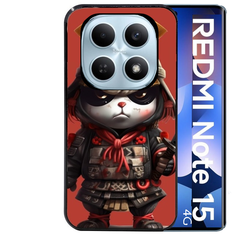 Coque noire taperso pour Redmi Note 15 et PRO PLUS 4G 5G avec motif panda et samourai protection antichoc personnalisée