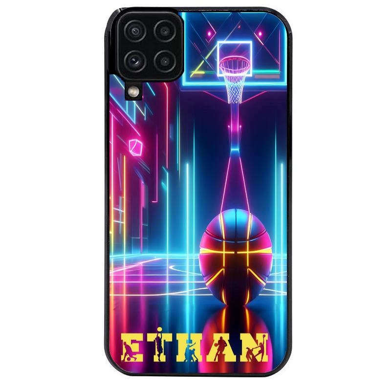 Coque noire taperso pour galaxy A22 A32 A52 A52S 4G 5G  avec motif basket electro personnalisee protection antichoc personnalisée