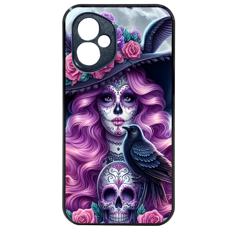 Coque noire taperso pour Honor 400 et Lite Pro Smart avec motif tete de mort calavera et corbeau protection antichoc personnalisée