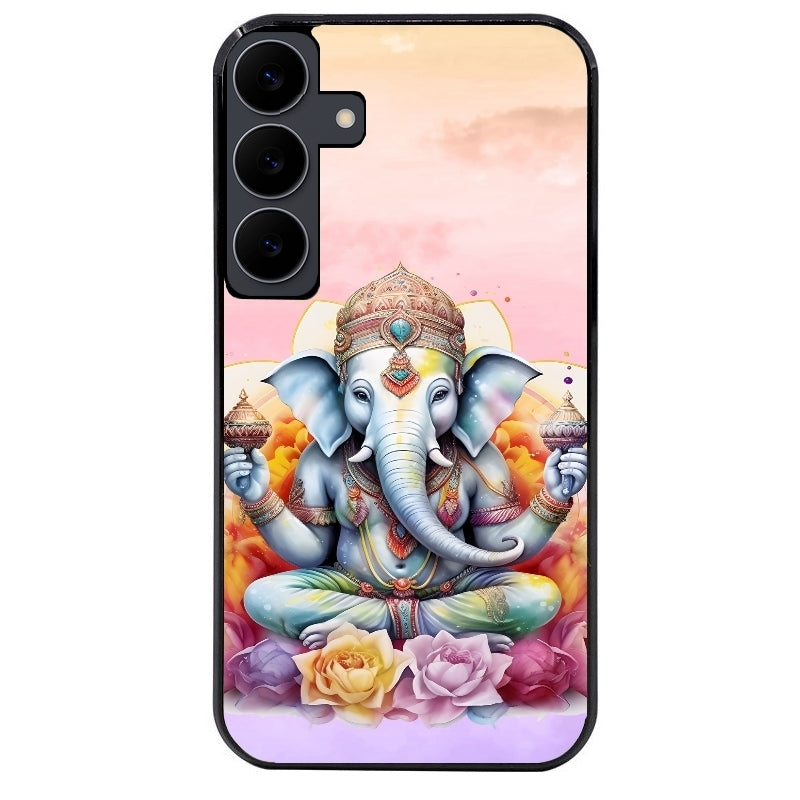 Coque noire taperso pour galaxy A06 A16 A26 A36 A56 avec motif elephant namaste protection antichoc personnalisée