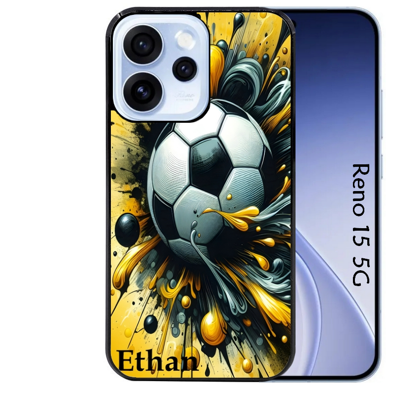Coque noire taperso pour OPPO Reno 15 et F FS 5G avec motif football personnalisee protection antichoc personnalisée