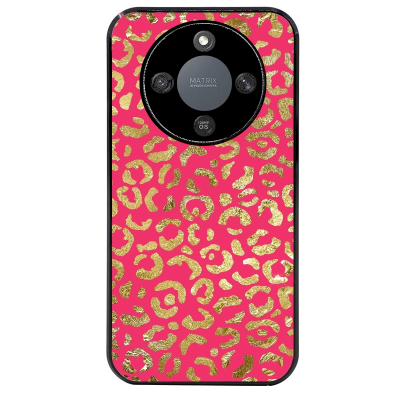 Coque noire taperso pour Magic 5 6 LITE et PRO avec motif leopard fuschia protection antichoc personnalisée