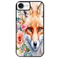 Coque noire taperso pour Iphone 16 16E PLUS MAX PRO avec motif renard fox et fleurs protection antichoc personnalisée