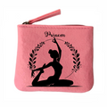 Porte monnaie personnalisé yoga fleur en feutrine en feutrine