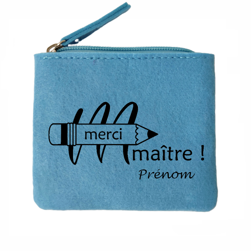 Porte monnaie personnalisé merci maitre en feutrine en feutrine