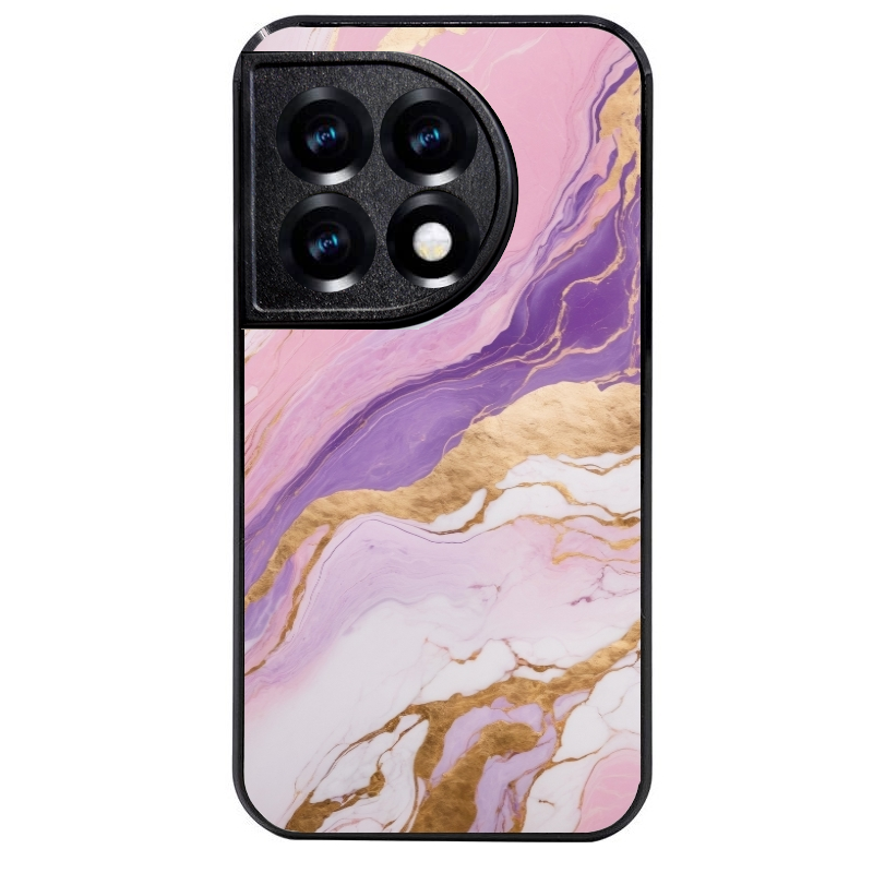Coque noire taperso pour OnePlus 11 et 12 avec motif marbre violet protection antichoc personnalisée