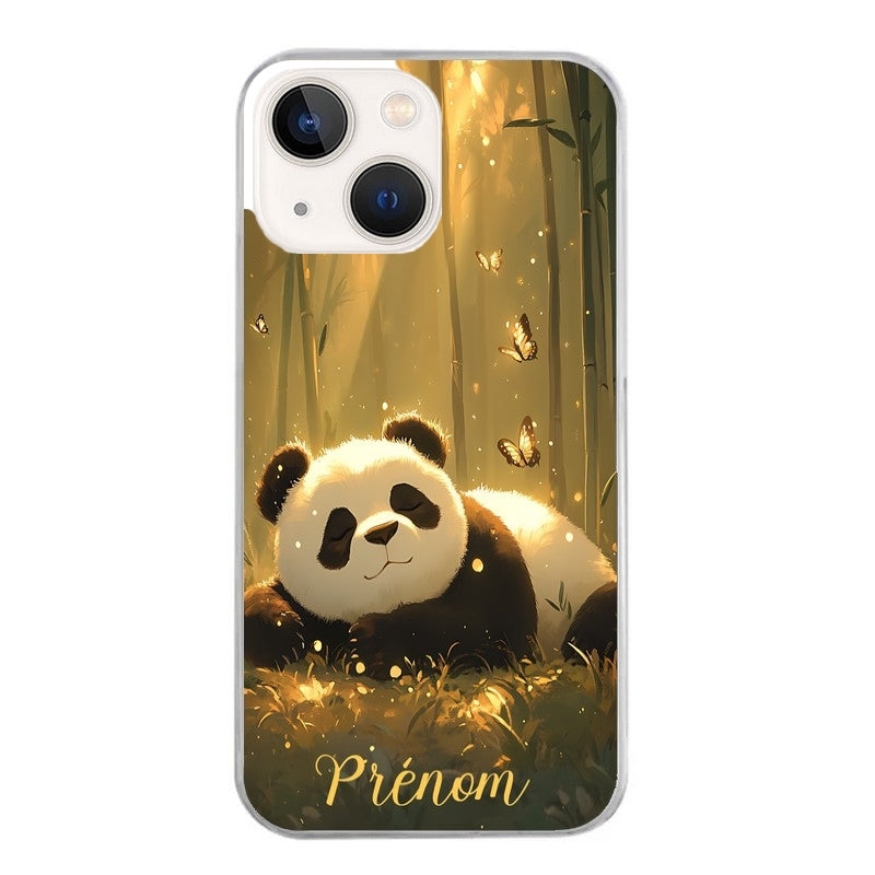 Coque taperso pour Iphone 14 et PRO PLUS PRO MAX avec motif panda et papillon personnalisee protection antichoc personnalisée