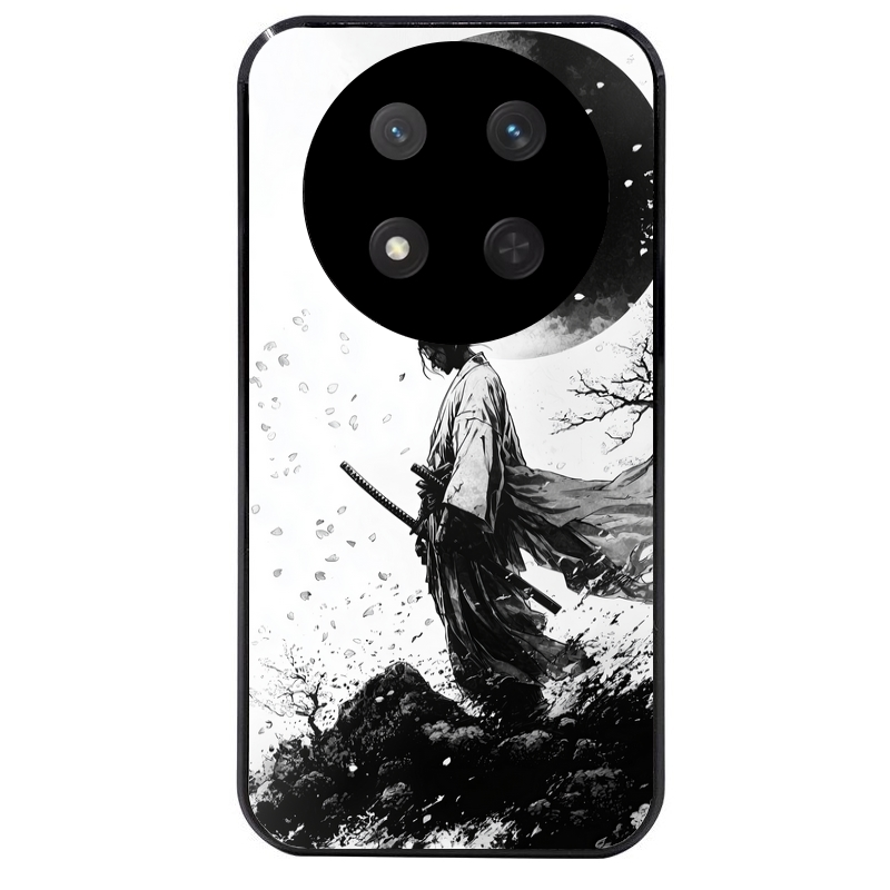 Coque noire taperso pour Magic 7 LITE et PRO avec motif samourai et lune protection antichoc personnalisée