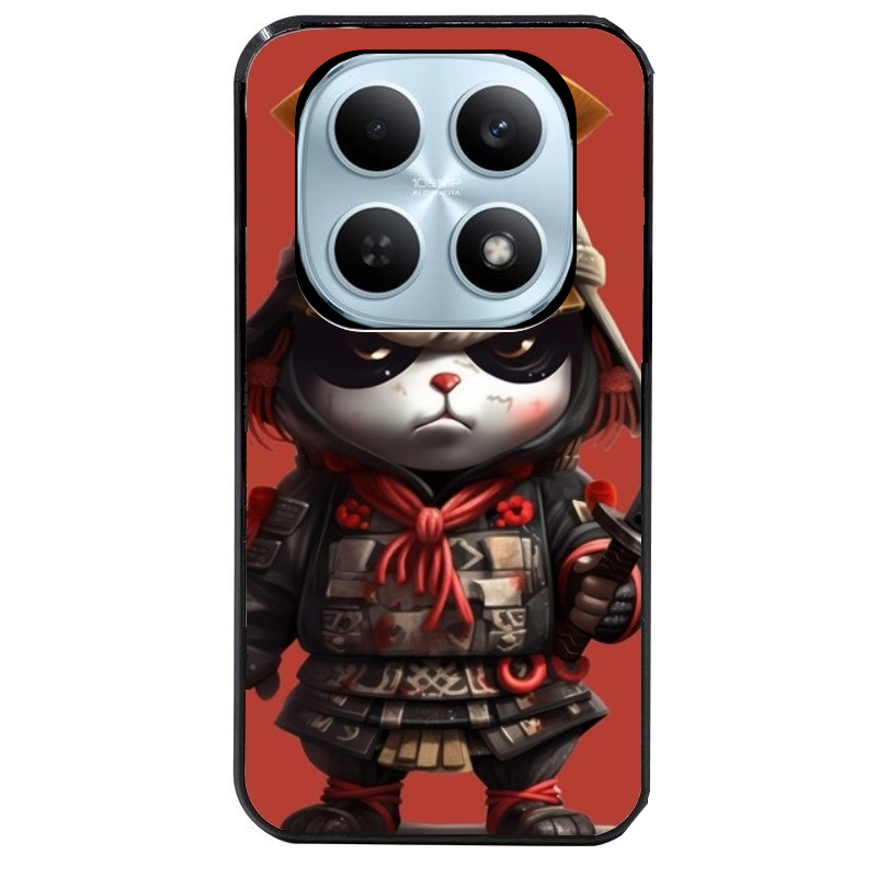 Coque noire taperso pour POCO M8 5G et PRO 5G avec motif panda et samourai protection antichoc personnalisée