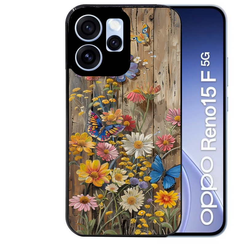 Coque noire taperso pour OPPO Reno 15 et F FS 5G avec motif bois et papillon 1 protection antichoc personnalisée