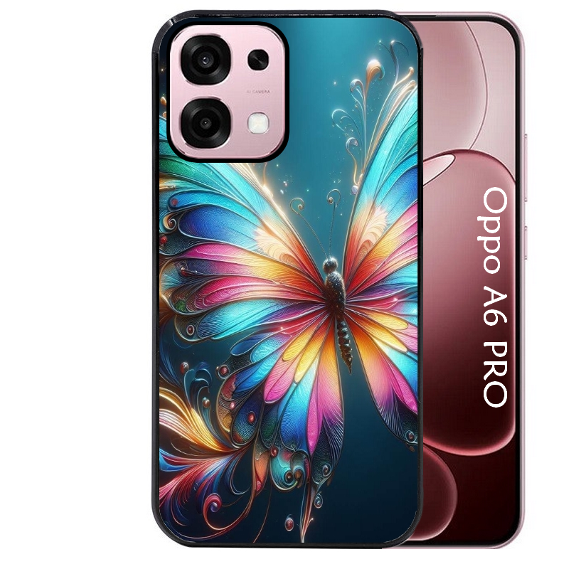 Coque noire taperso pour OPPO A6 PRO 4G et 5G avec motif papillon arc protection antichoc personnalisée