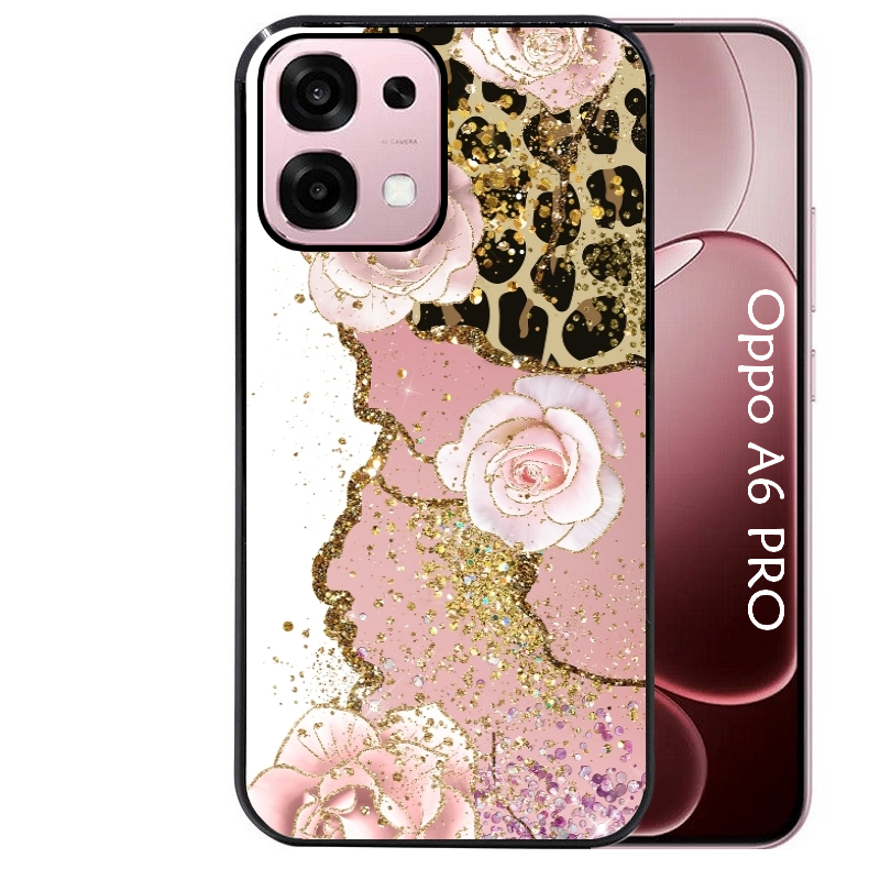 Coque noire taperso pour OPPO A6 PRO 4G et 5G avec motif marbre fleur leopard protection antichoc personnalisée