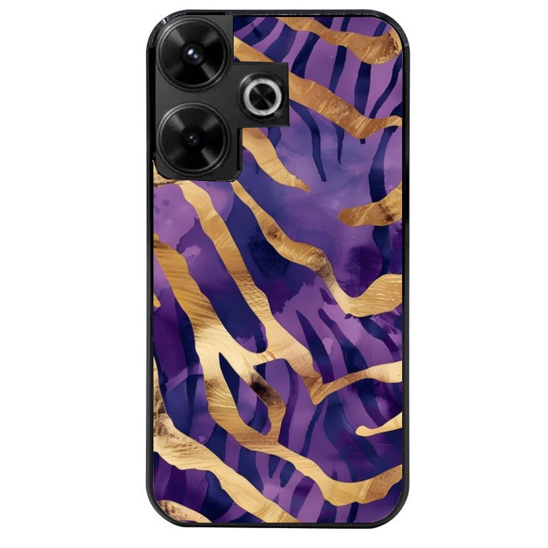 Coque noire taperso pour POCO M6 4G avec motif zebre violet protection antichoc personnalisée