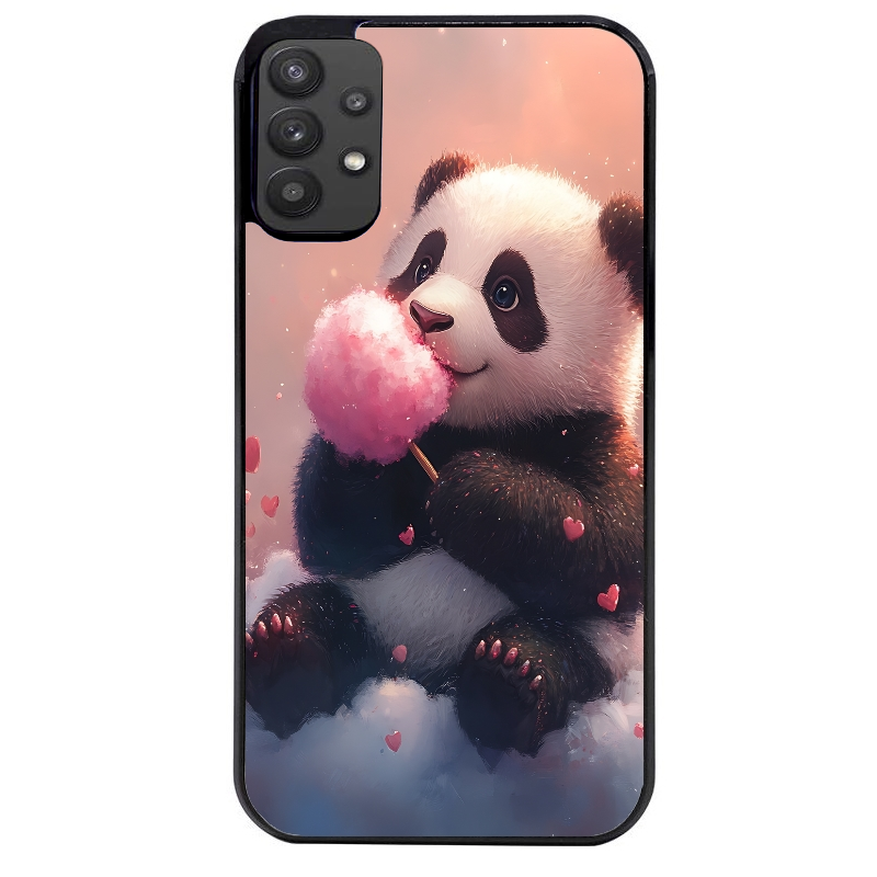 Coque noire taperso pour galaxy A22 A32 A52 A52S 4G 5G  avec motif panda bonbon protection antichoc personnalisée
