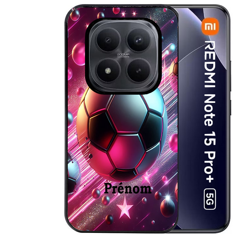 Coque noire taperso pour Redmi Note 15 et PRO PLUS 4G 5G avec motif foot etoile personnalisee protection antichoc personnalisée