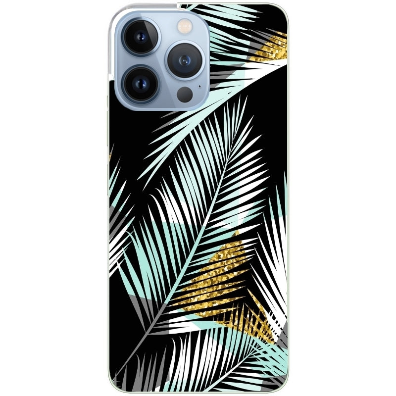 Coque taperso pour Iphone 14 et PRO PLUS PRO MAX avec motif palmier noir protection antichoc personnalisée