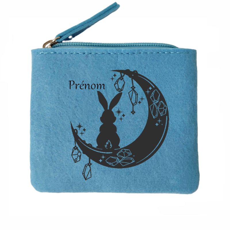 Porte monnaie personnalisé lapin astro en feutrine en feutrine