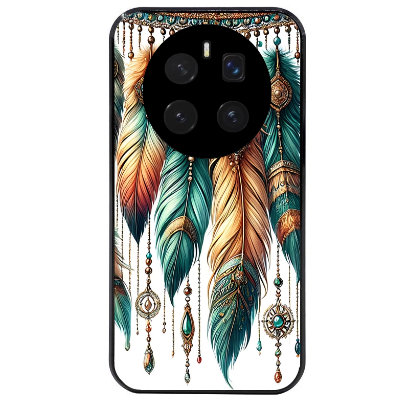 Coque noire taperso pour Magic 7 LITE et PRO avec motif plumes et bijoux protection antichoc personnalisée
