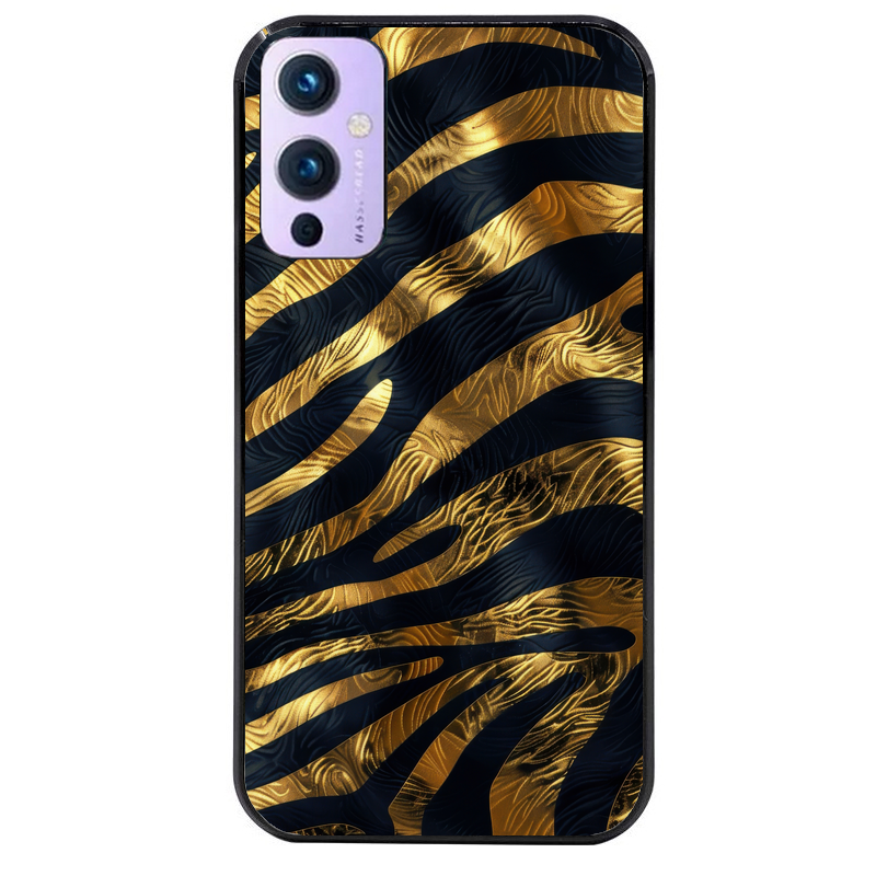 Coque noire taperso pour OnePlus 9 et 9 PRO avec motif zebre gold protection antichoc personnalisée