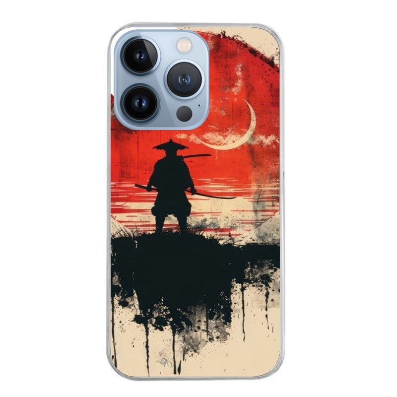 Coque taperso pour Iphone 14 et PRO PLUS PRO MAX avec motif samourai rouge protection antichoc personnalisée
