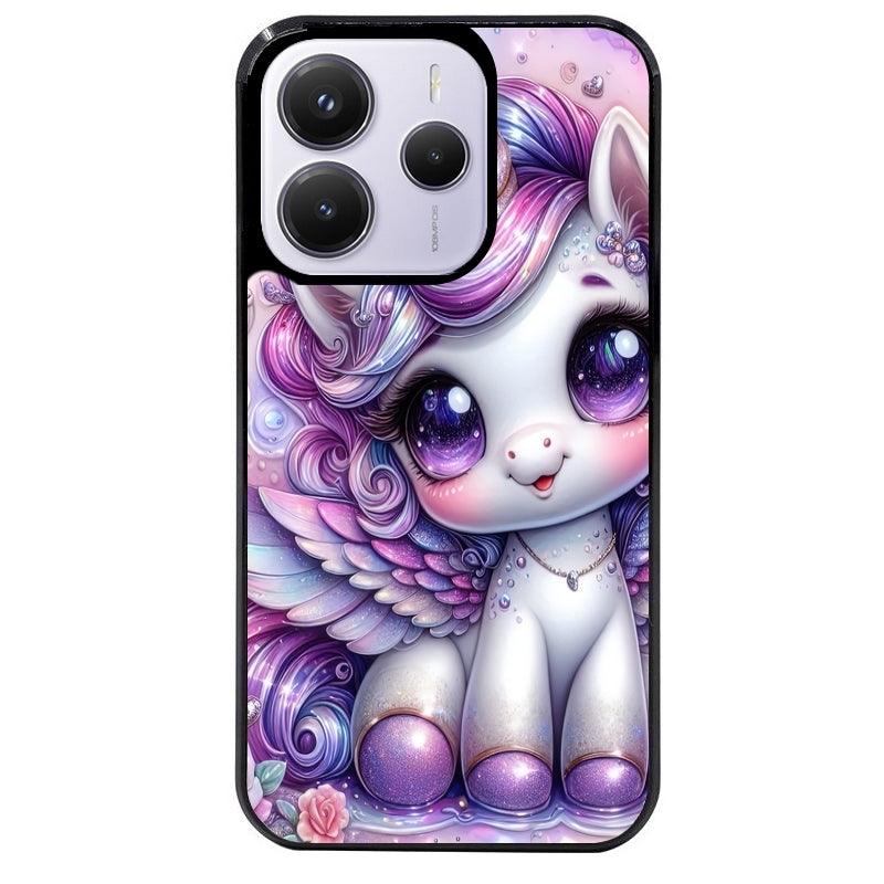 Coque noire taperso pour Redmi Note 14 et PRO PLUS 4G 5G avec motif licorne violette protection antichoc personnalisée