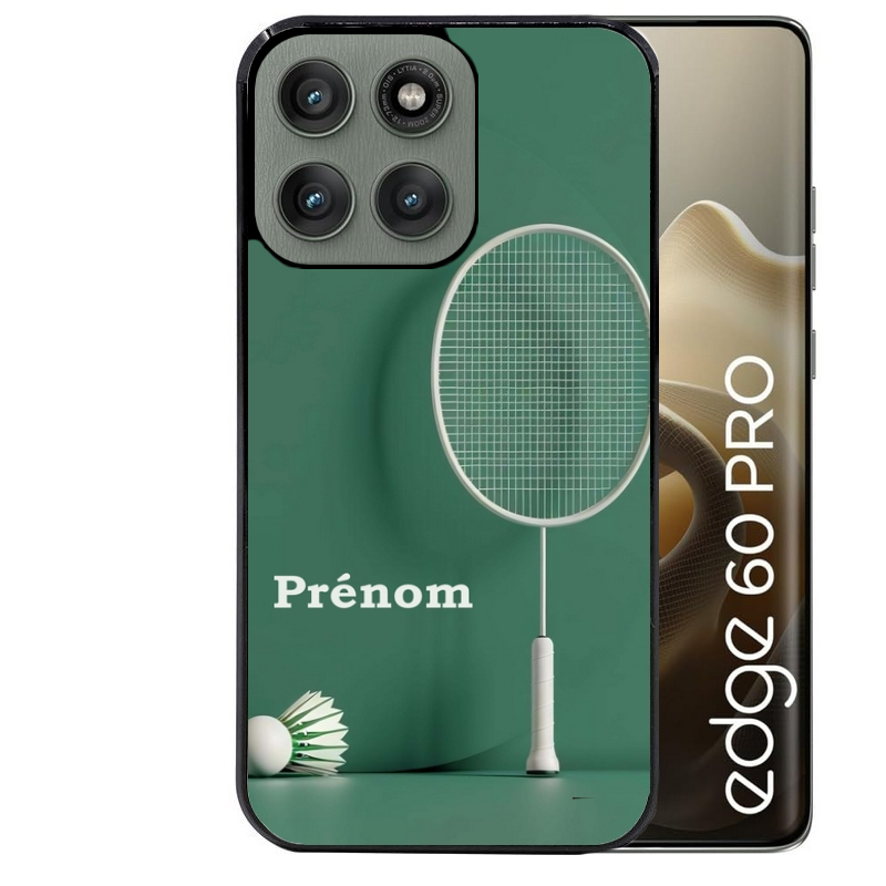 Coque noire taperso pour Moto Edge 60 et Neo Fusion Pro avec motif badminton sport personnalise protection antichoc personnalisée
