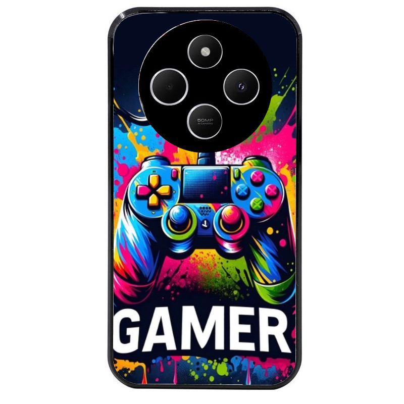 Coque noire taperso pour POCO C75 avec motif gamer protection antichoc personnalisée