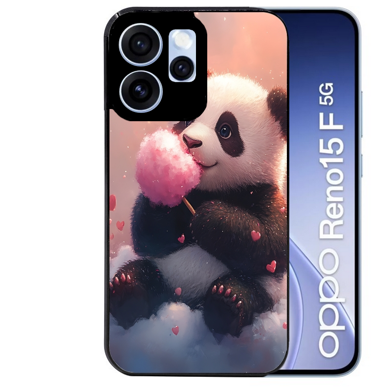 Coque noire taperso pour OPPO Reno 15 et F FS 5G avec motif panda bonbon protection antichoc personnalisée
