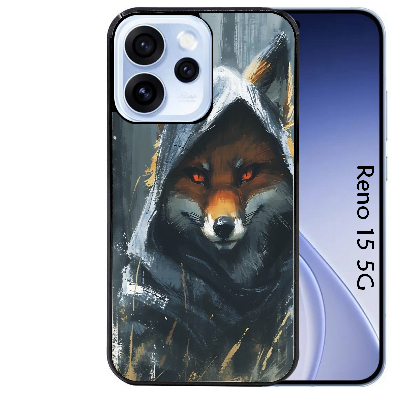 Coque noire taperso pour OPPO Reno 15 et F FS 5G avec motif renard fox des bois protection antichoc personnalisée