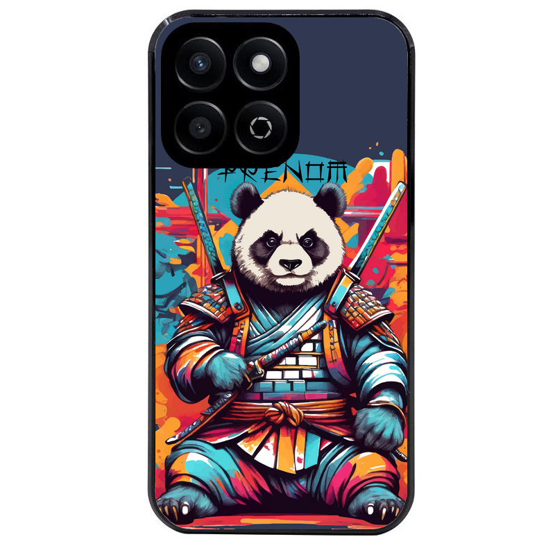 Coque noire taperso pour Honor 70 LITE 90 et LITE avec motif panda katana personnalisee protection antichoc personnalisée